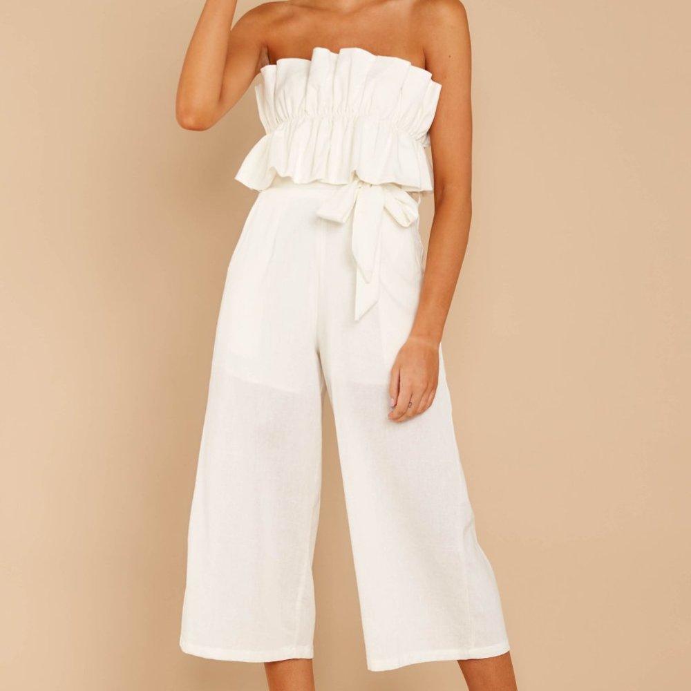 White Strapless Jumpsuit